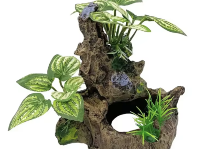 Rocky Hide with round hole and plants